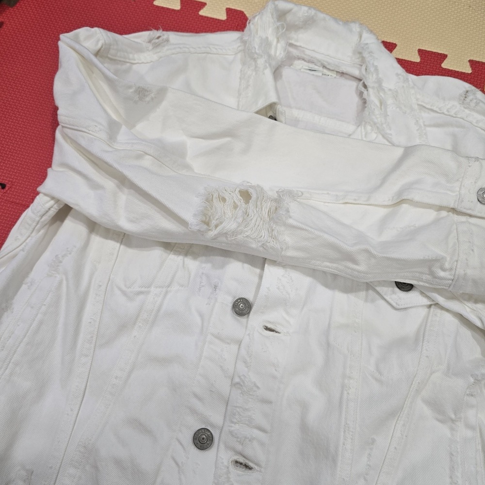 NWT‎ Denim & Supply Ralph Lauren White Distressed Trucker Jacket Womens XL... - Picture 12 of 12